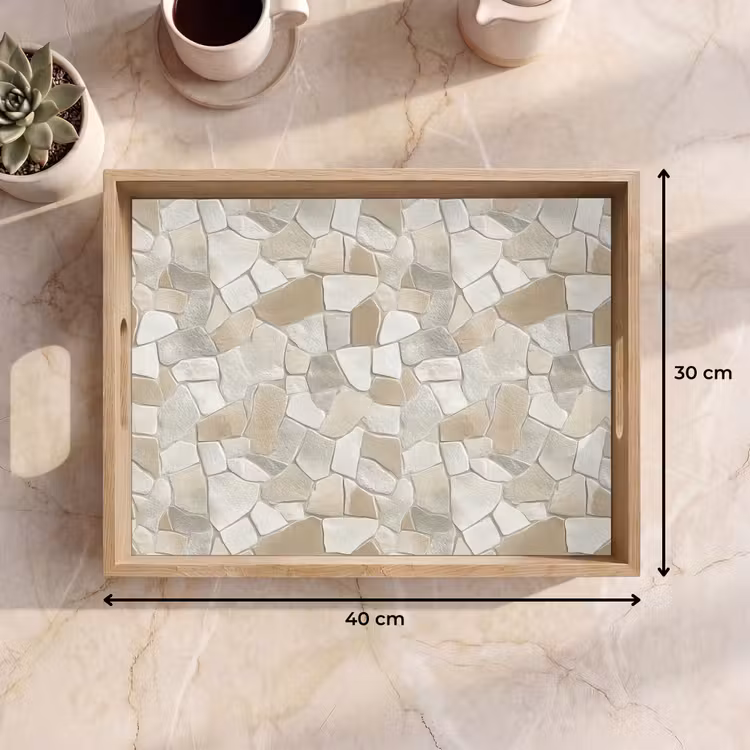 Vassoio - Mosaico - Pietre - Beige — 7