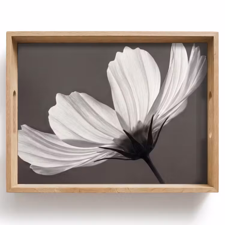 Vassoio - Fiore - Minimalista - Nero - Bianco — 1