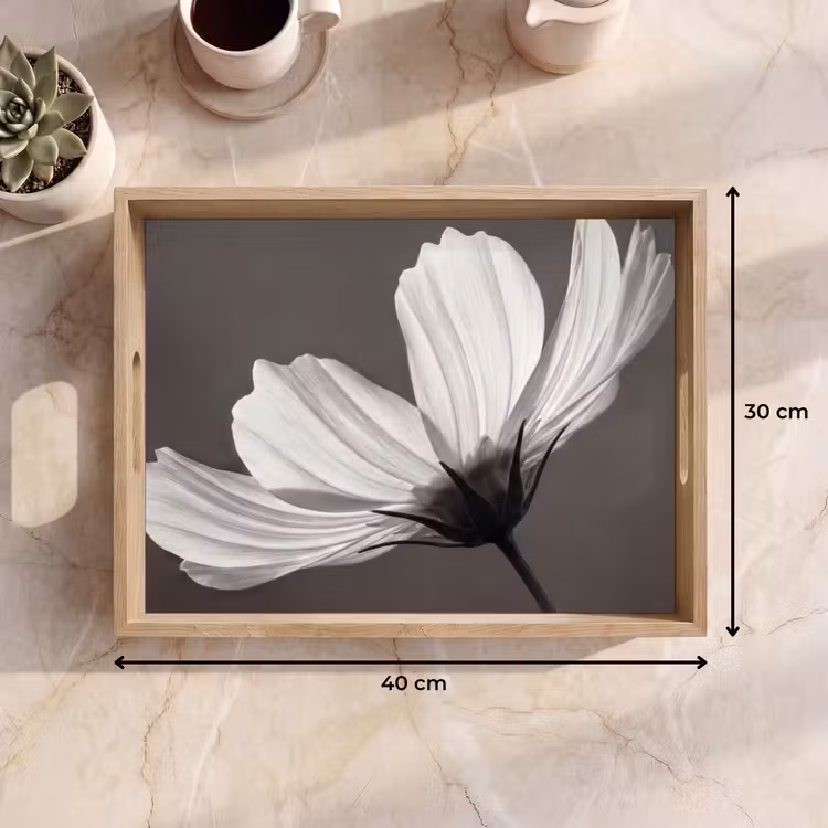 Vassoio - Fiore - Minimalista - Nero - Bianco — 7