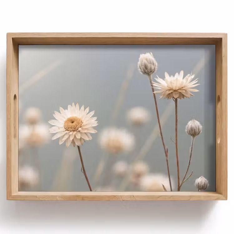 Vassoio - Fiori di paglia - Bianco - Luce diurna — 1