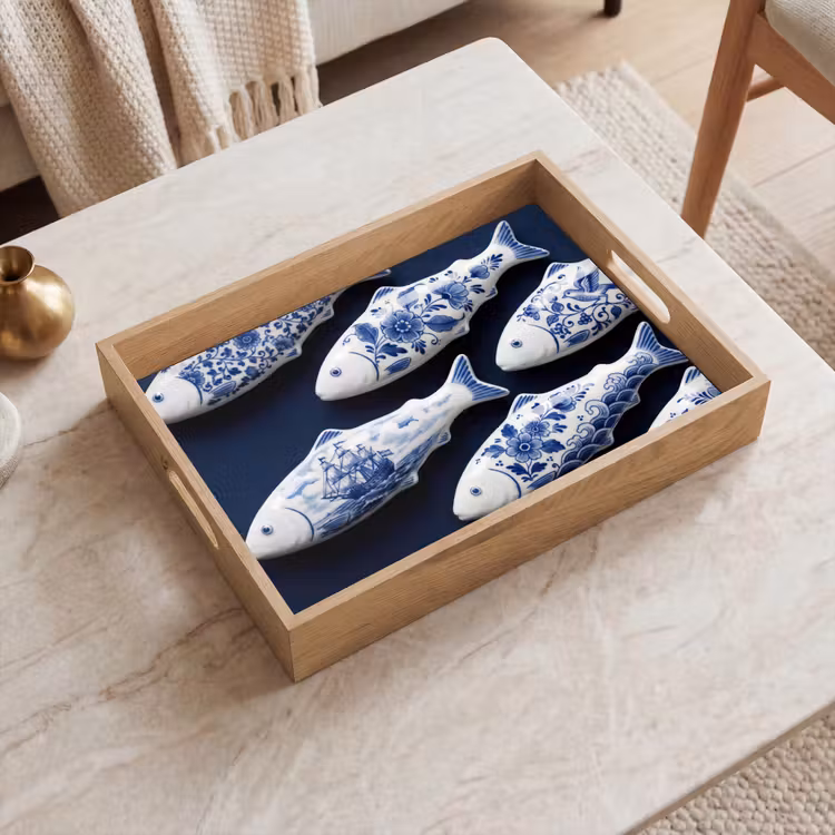 Vassoio - Pesce - Delftware - Ceramica — 2