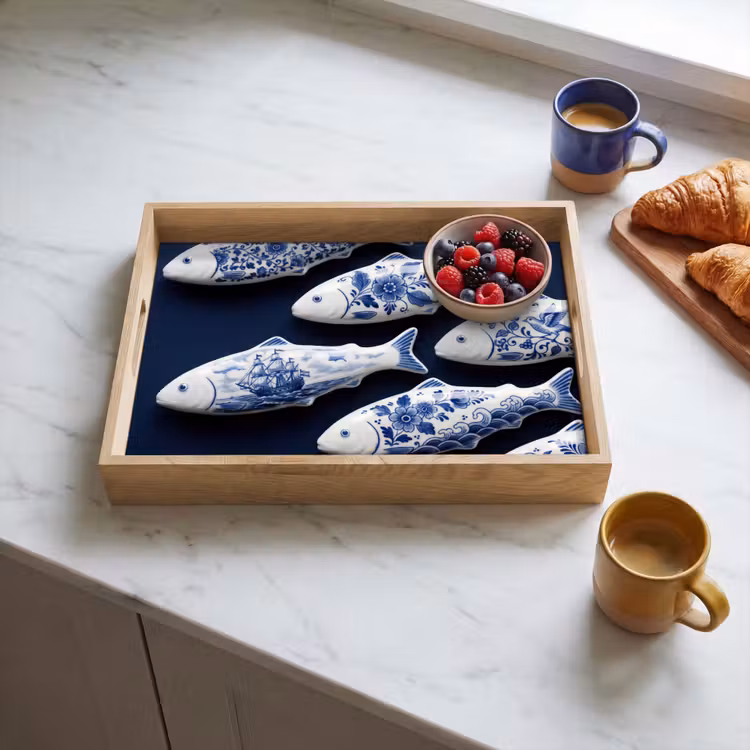 Vassoio - Pesce - Delftware - Ceramica — 3