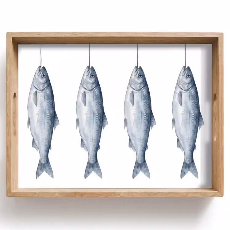 Vassoio - Pesce - Illustrazione - Blu Delft — 1