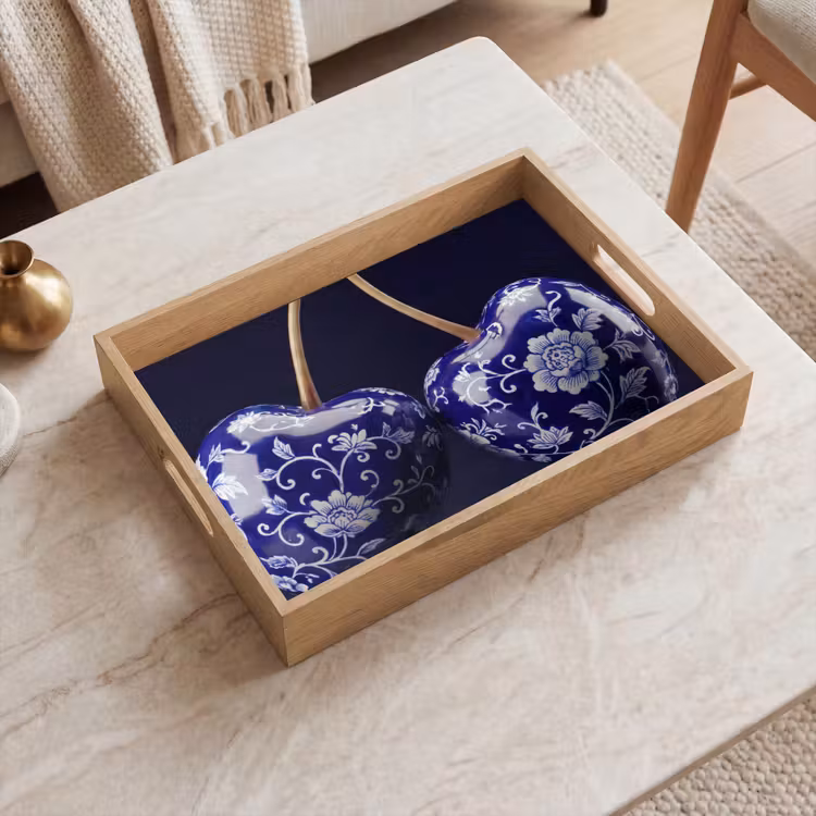 Vassoio - Porcellana - Ciliegia - Delft - Blu — 2