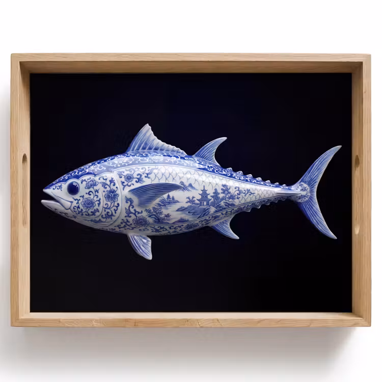 Vassoio - Porcellana - Tonno - Delftware — 1