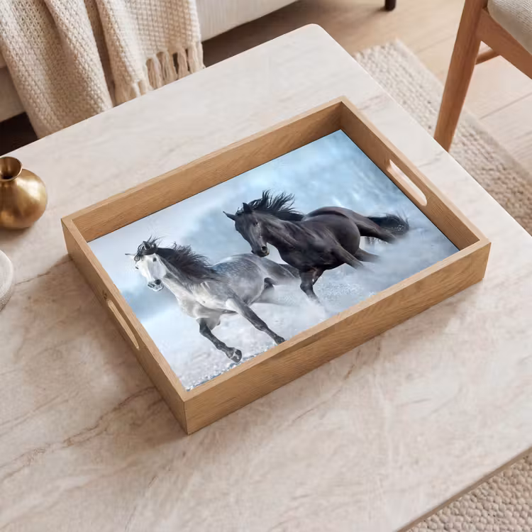 Vassoio - Cavalli - Inverno - Animali - Natura - Neve — 2