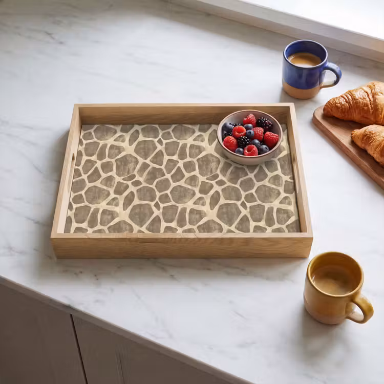 Vassoio - Giraffa - Motivo - Beige - Marrone — 3