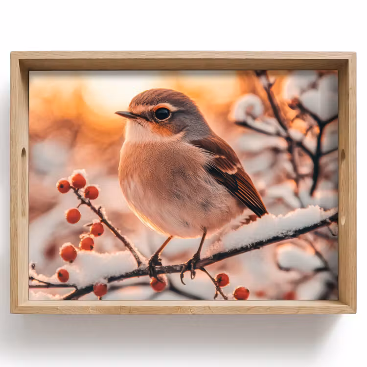 Vassoio - Uccello - Ramo - Inverno - Animali - Neve — 1
