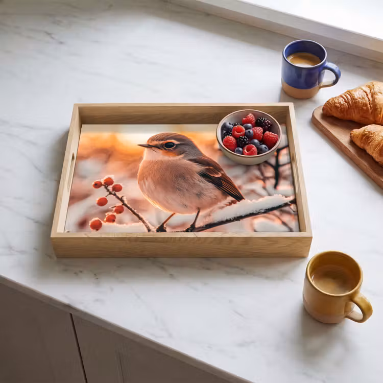Vassoio - Uccello - Ramo - Inverno - Animali - Neve — 3