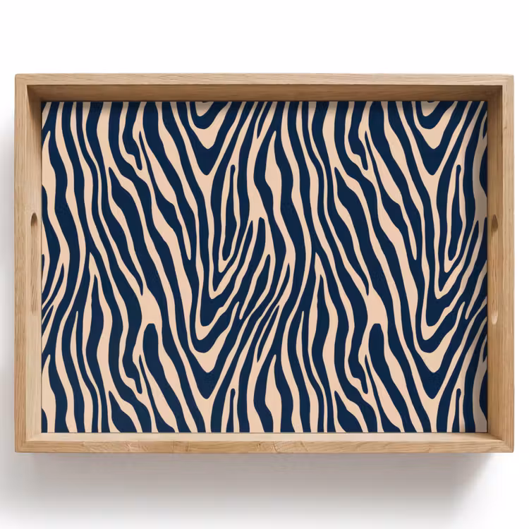 Vassoio - Zebra - Motivo - Blu - Beige — 1