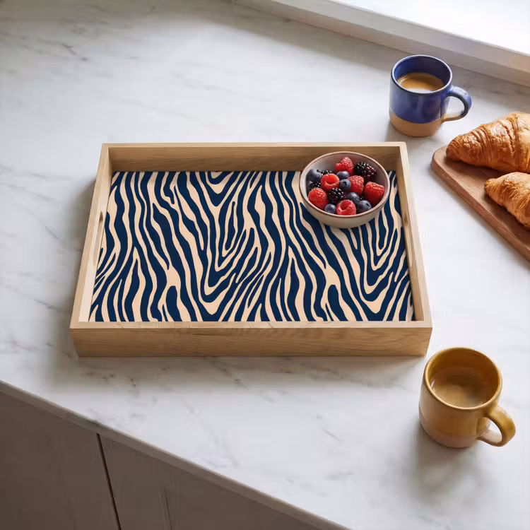 Vassoio - Zebra - Motivo - Blu - Beige — 3