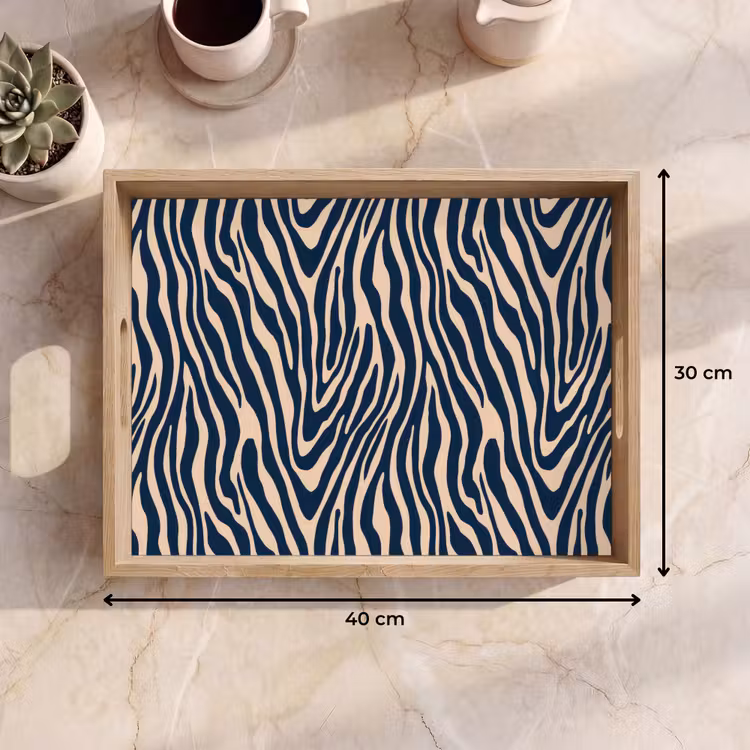 Vassoio - Zebra - Motivo - Blu - Beige — 7