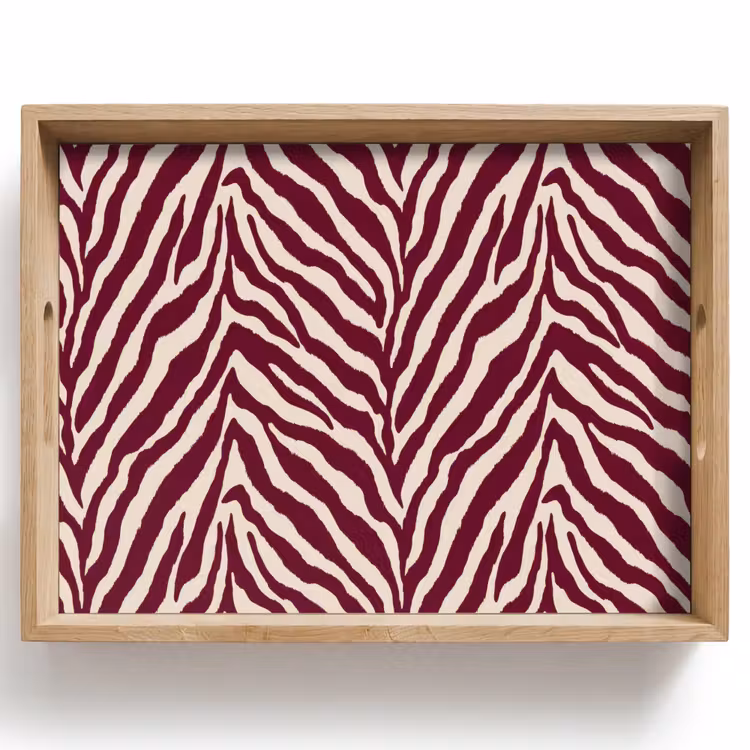 Vassoio - Zebra - Motivo - Bordeaux - Rosso — 1