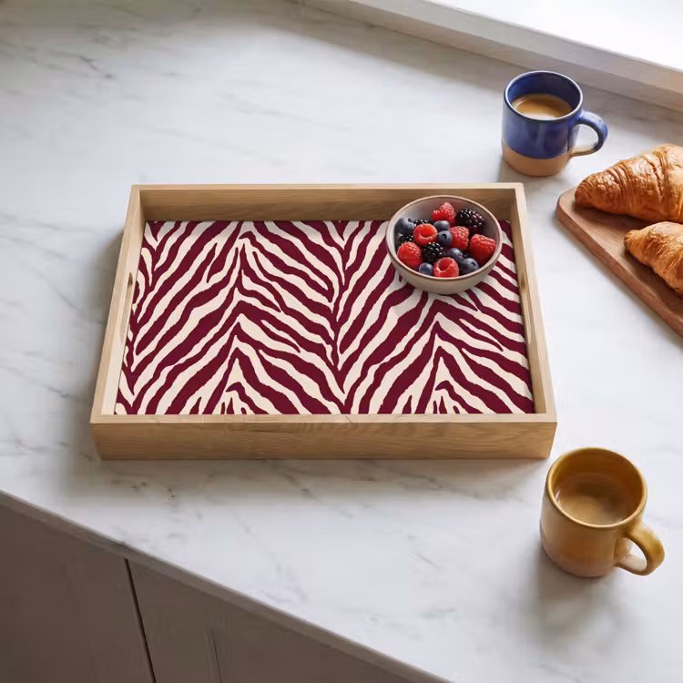Vassoio - Zebra - Motivo - Bordeaux - Rosso — 3