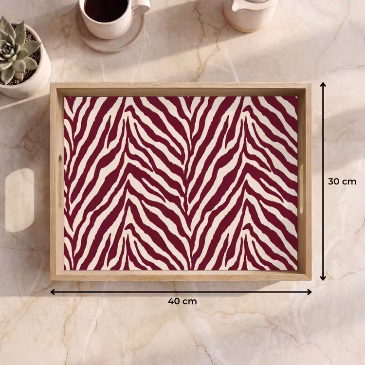 Vassoio - Zebra - Motivo - Bordeaux - Rosso — 7