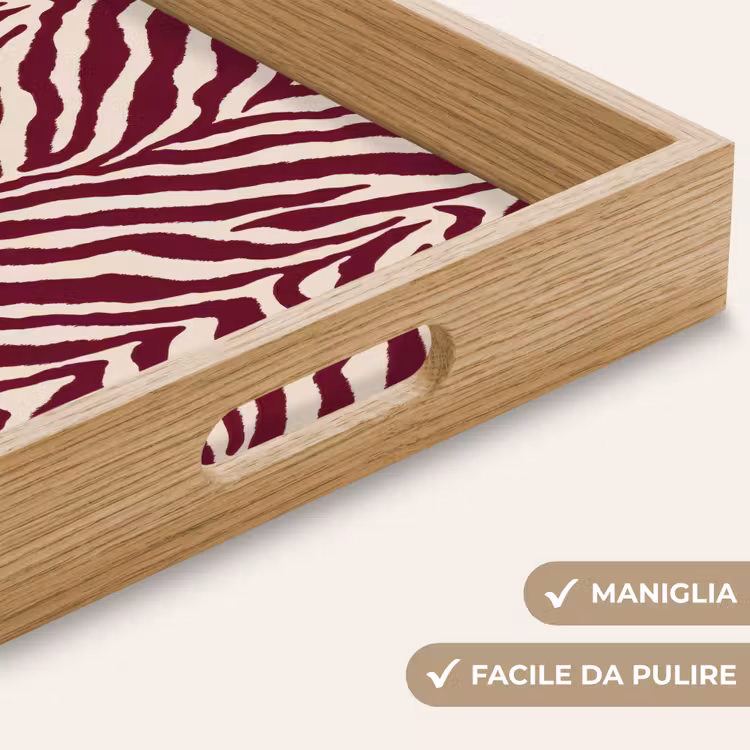 Vassoio - Zebra - Motivo - Bordeaux - Rosso — 8
