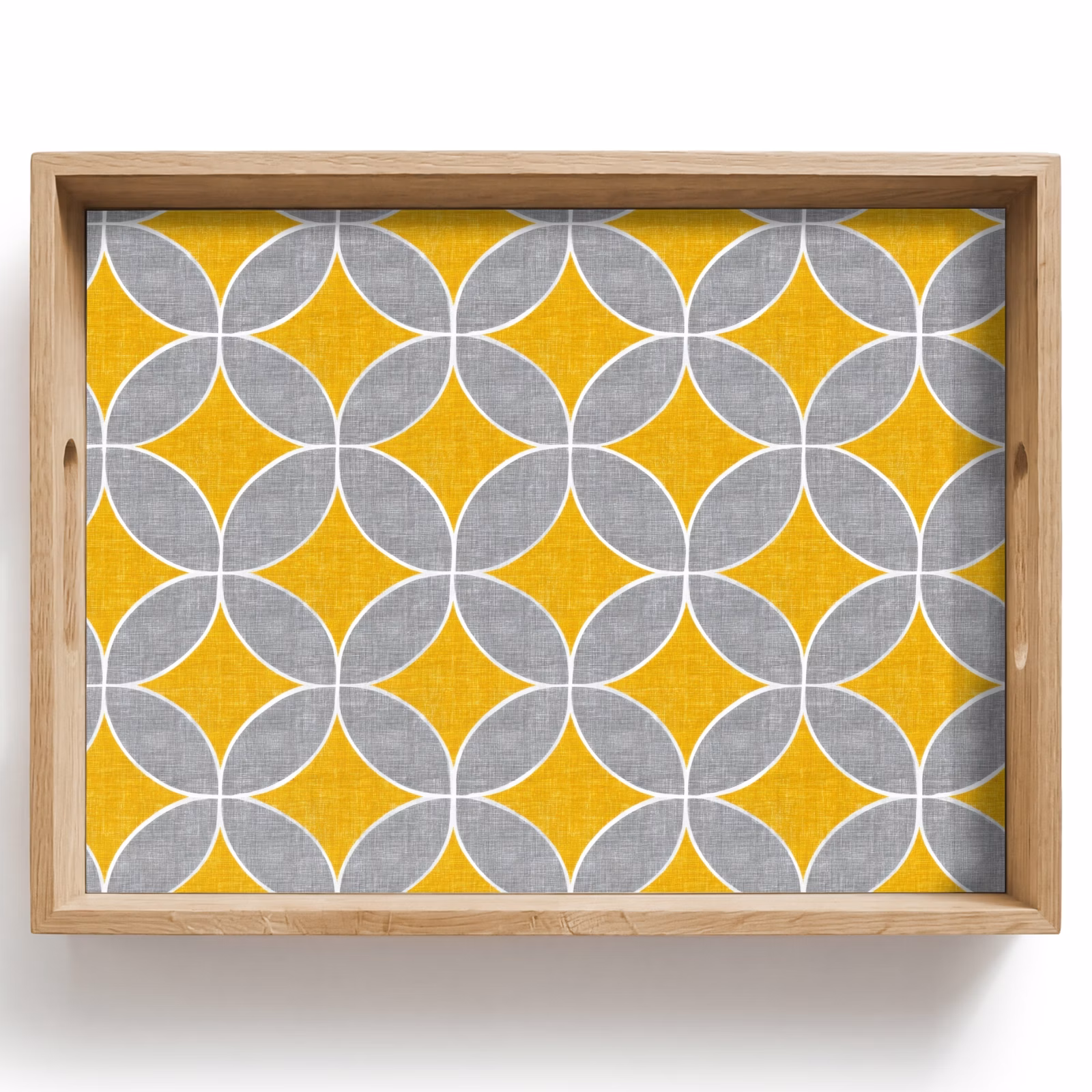 Vassoio - Geometrico - Cerchi - Trama - Grigio - Giallo — 1