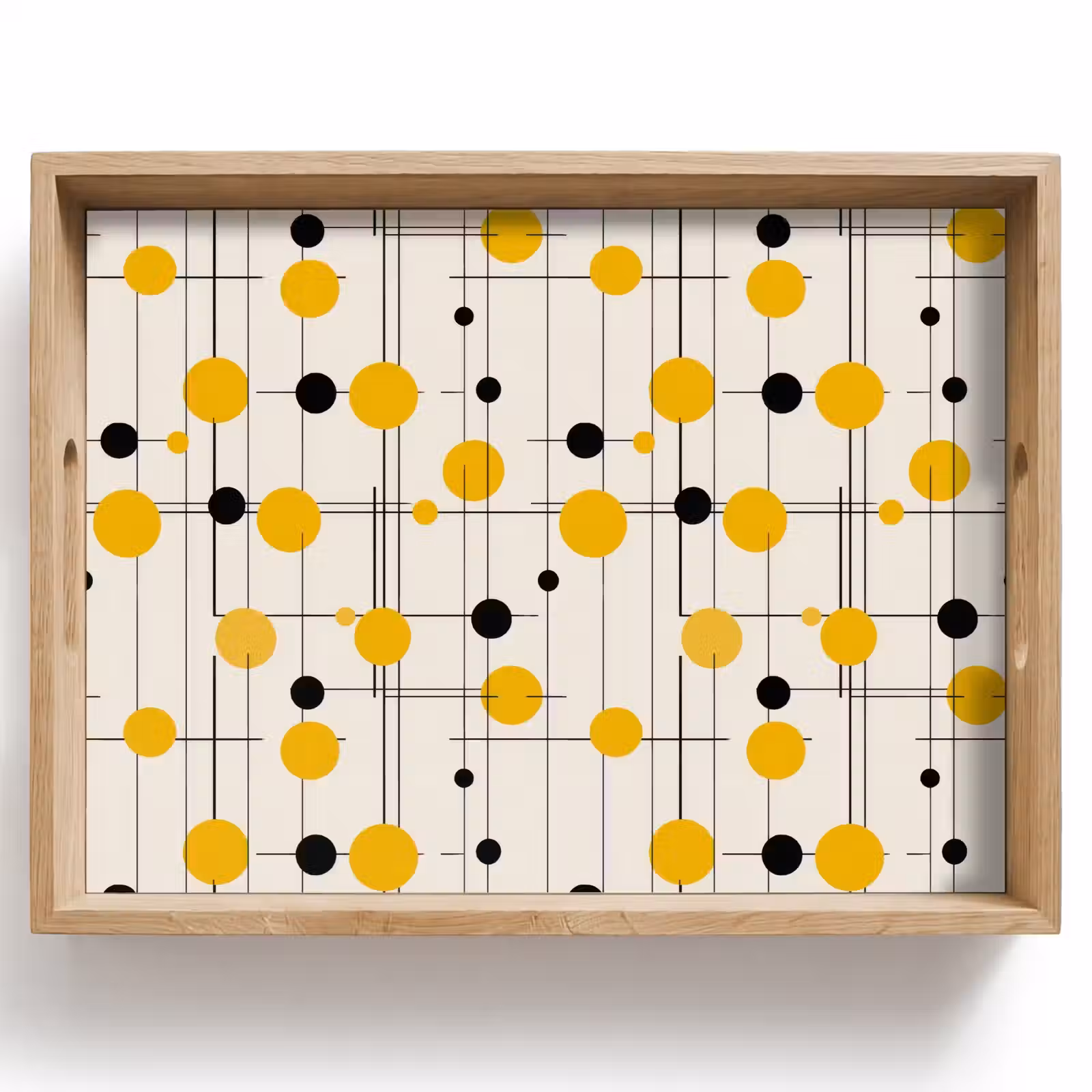 Vassoio - Geometrico - Retrò - Linee - Giallo ocra - Nero — 1