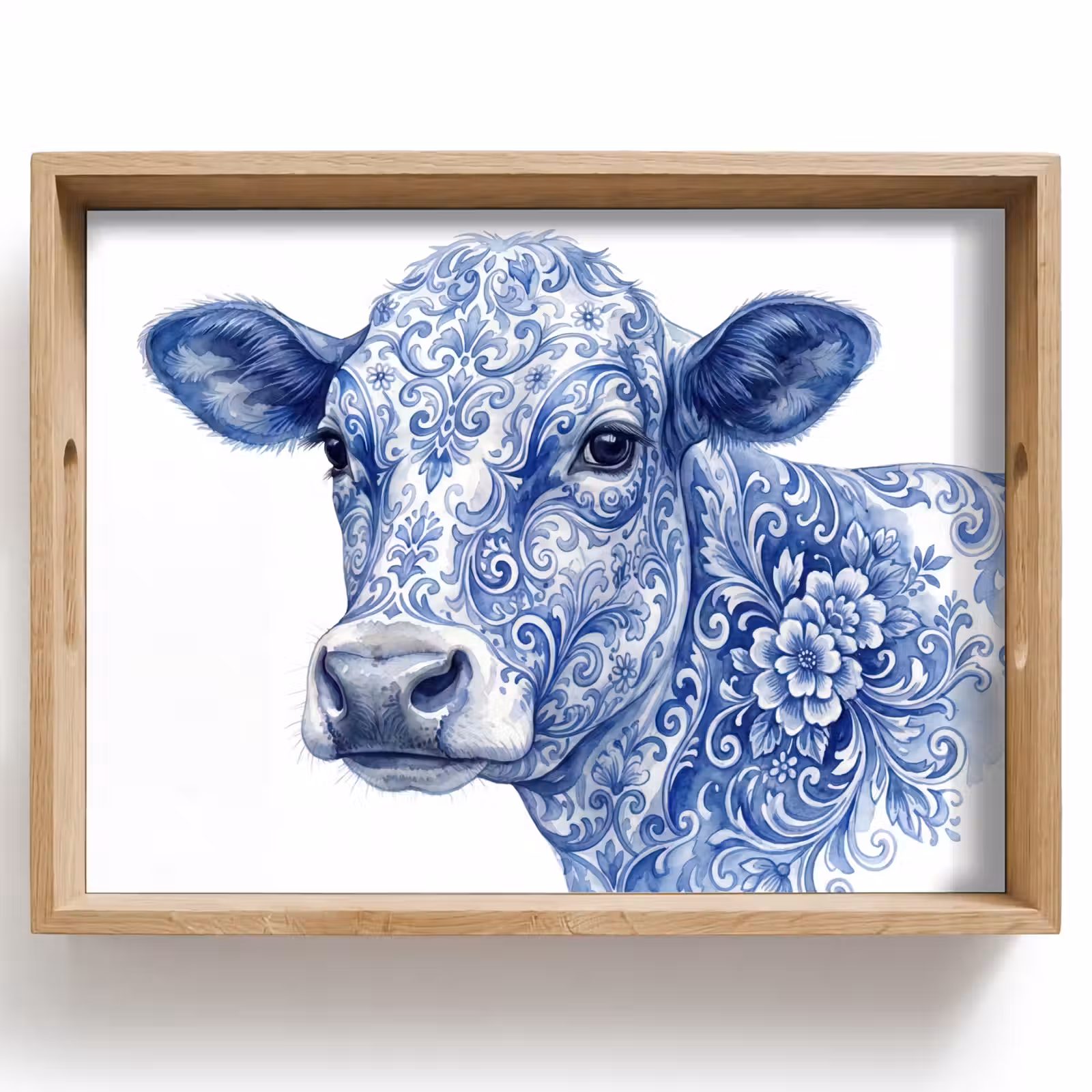 Vassoio - Illustrazione - Mucca - Blu — 1