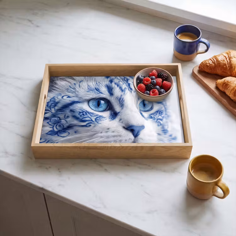 Vassoio - Gatto - Motivo - Blu — 3