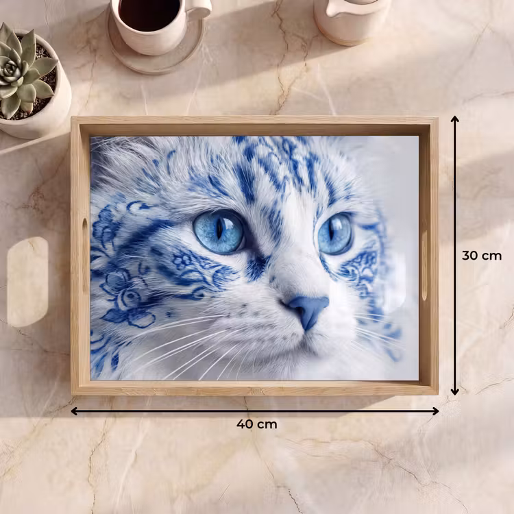 Vassoio - Gatto - Motivo - Blu — 7