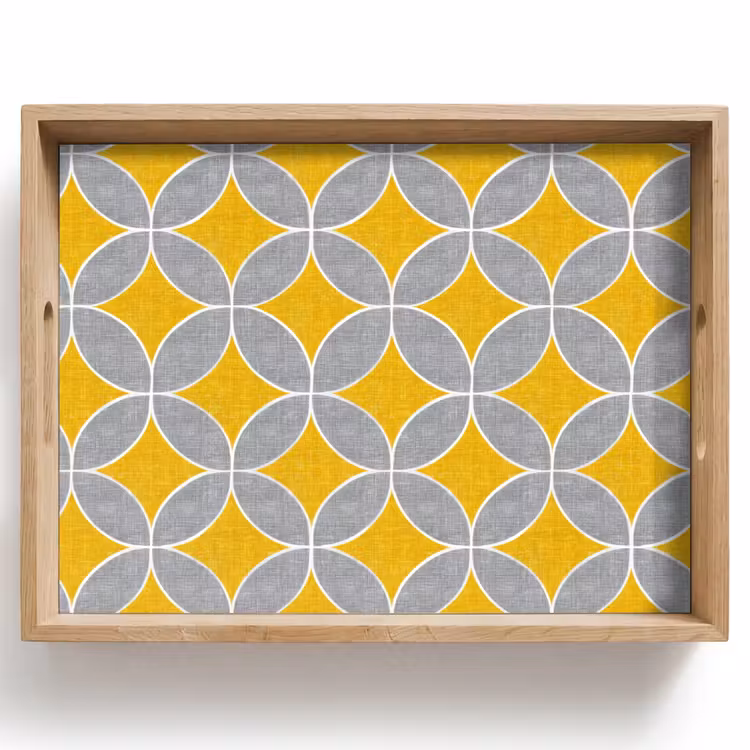 Vassoio - Geometrico - Cerchi - Trama - Grigio - Giallo — 1