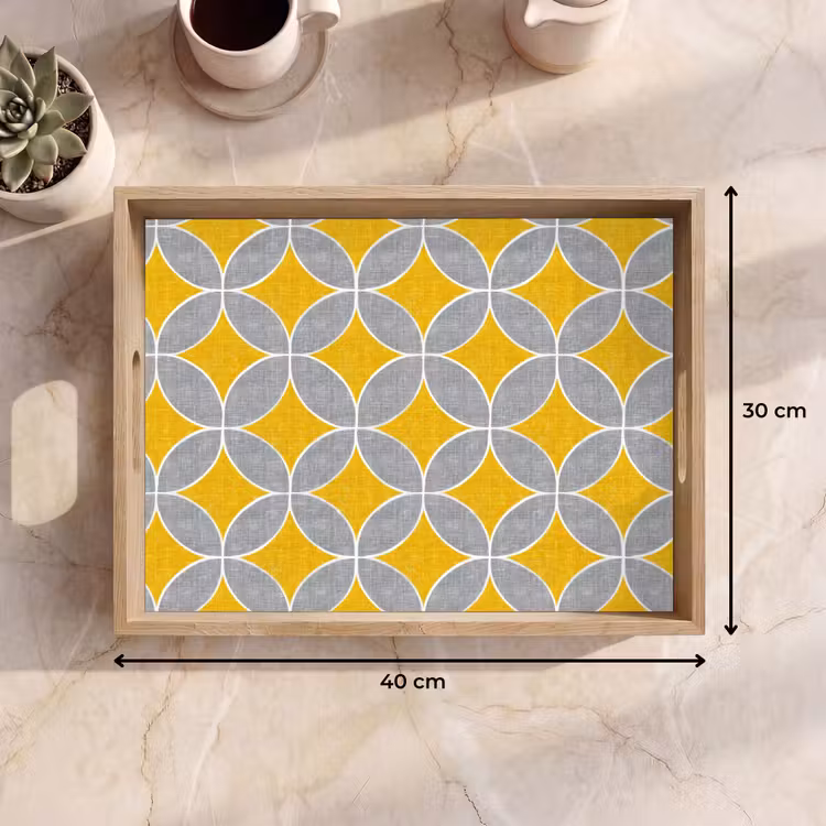Vassoio - Geometrico - Cerchi - Trama - Grigio - Giallo — 7