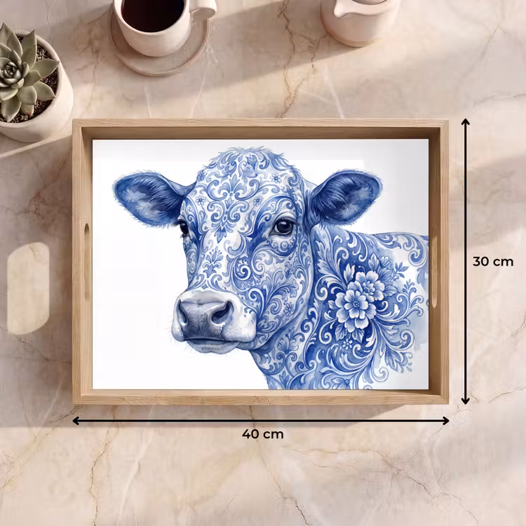 Vassoio - Illustrazione - Mucca - Blu — 7