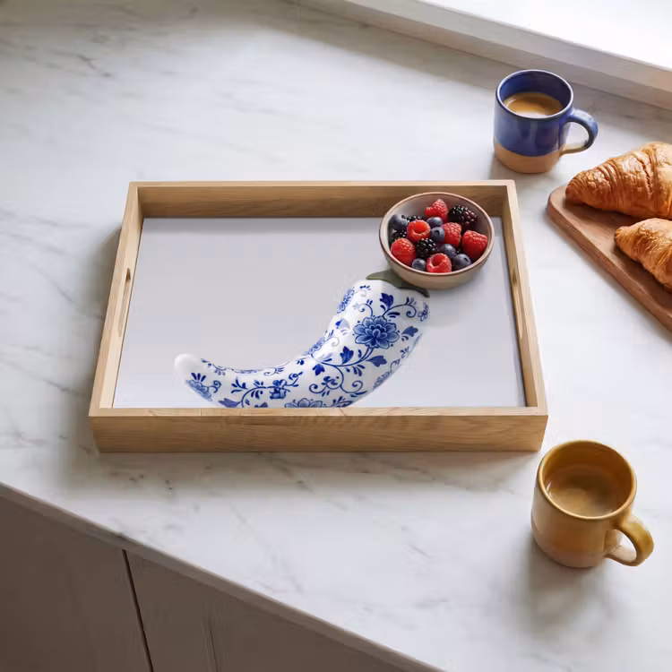 Vassoio - Peperoncino - Ceramica - Blu — 3