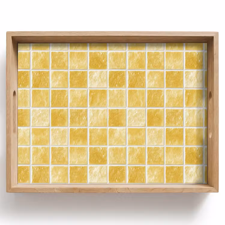 Vassoio - Piastrelle - Mosaico - Trama - Giallo dorato — 1