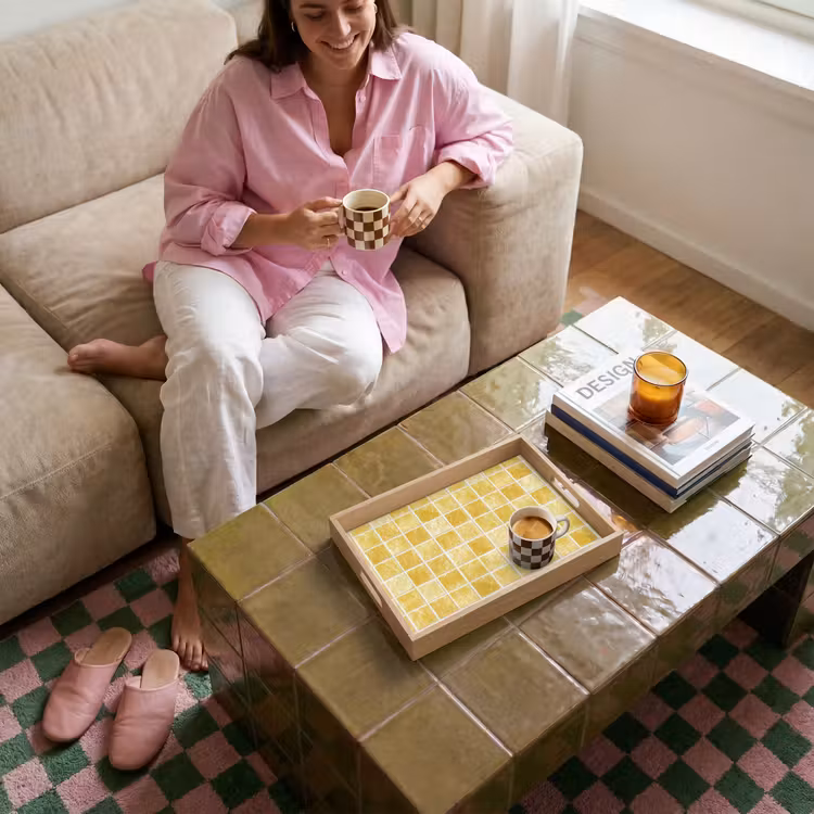 Vassoio - Piastrelle - Mosaico - Trama - Giallo dorato — 4