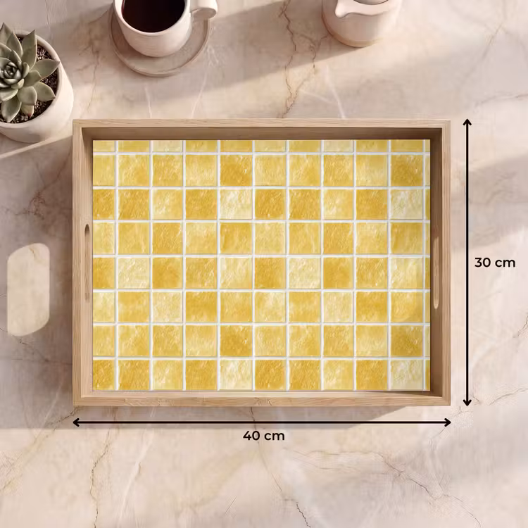 Vassoio - Piastrelle - Mosaico - Trama - Giallo dorato — 7