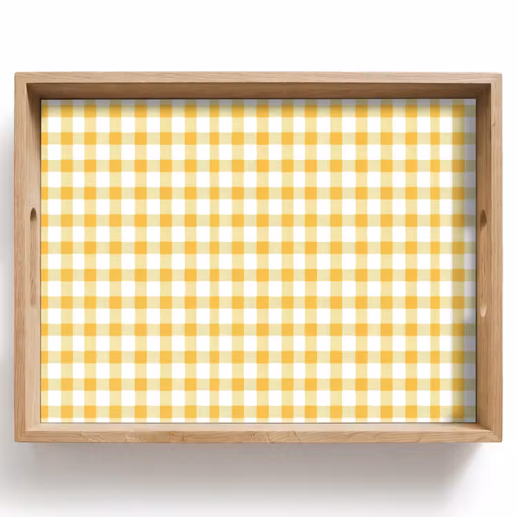 Vassoio - Rombi - Gingham - Classico - Giallo e bianco — 1