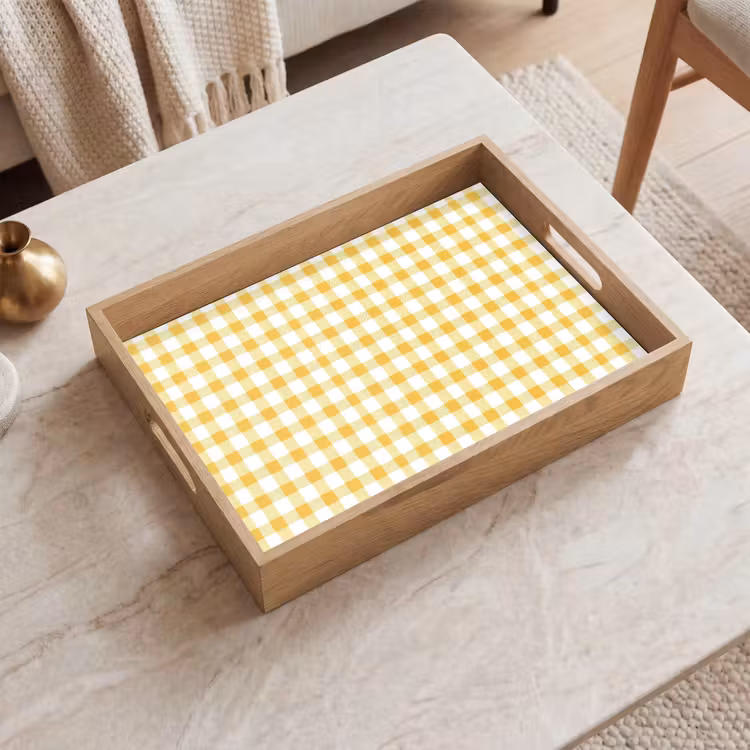 Vassoio - Rombi - Gingham - Classico - Giallo e bianco — 2