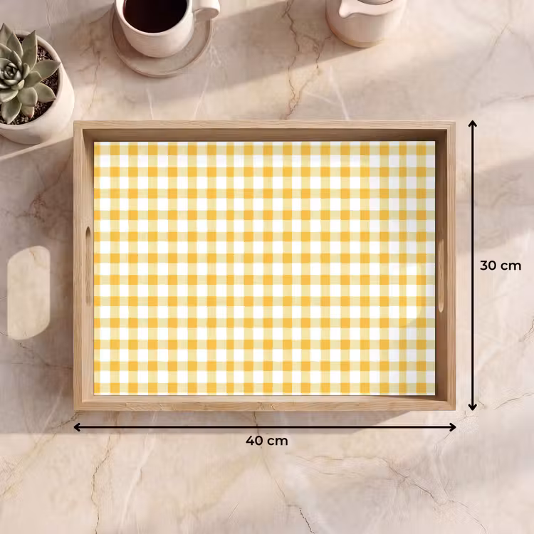 Vassoio - Rombi - Gingham - Classico - Giallo e bianco — 7