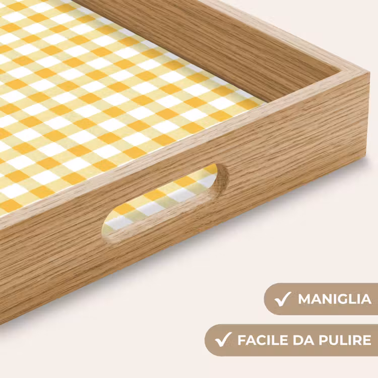Vassoio - Rombi - Gingham - Classico - Giallo e bianco — 8