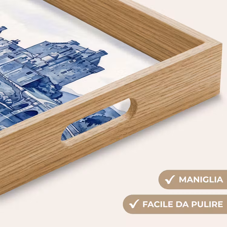 Vassoio - Scozia - Castello - Blu - Acquerello — 8