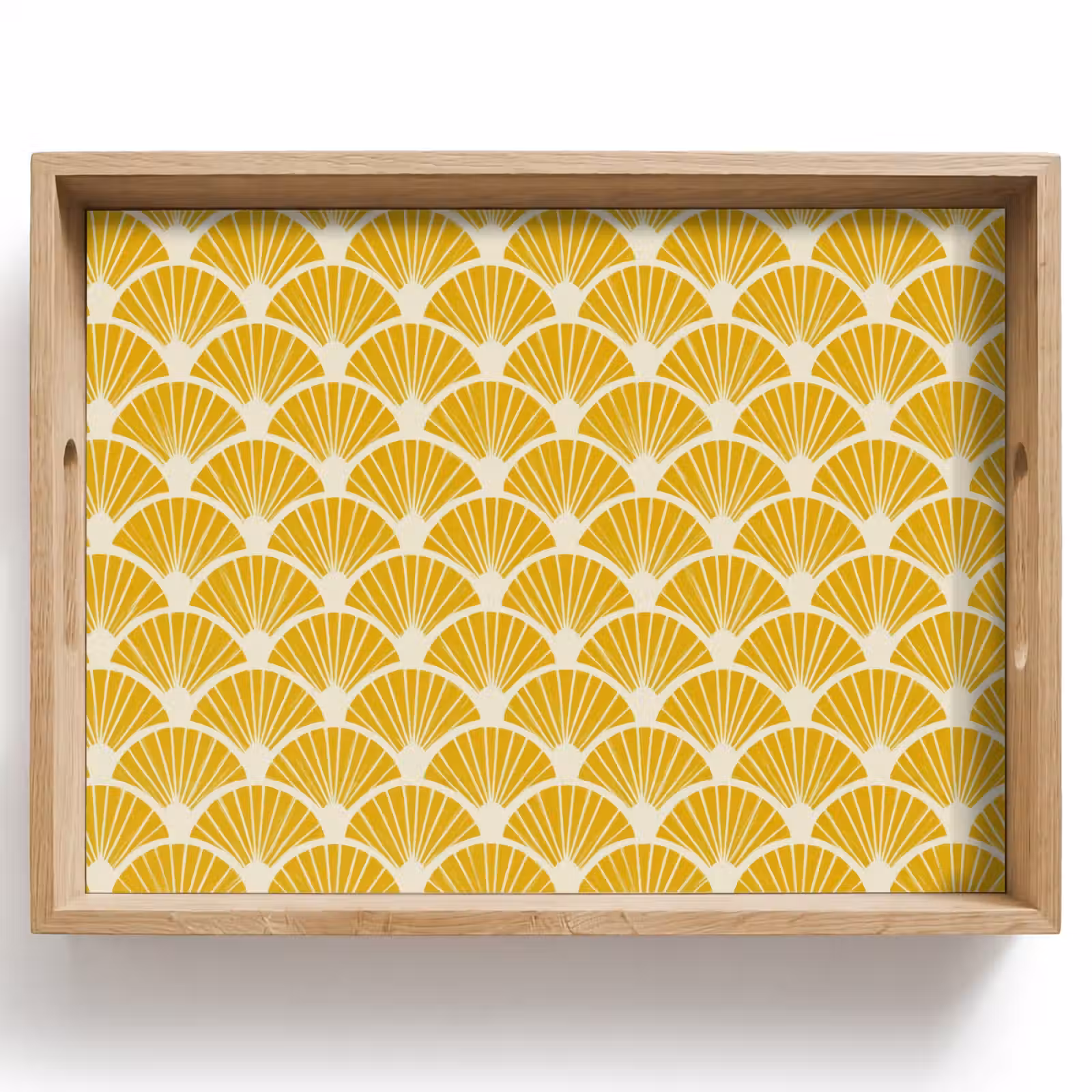 Vassoio - Ventagli - Art Déco - Retrò - Giallo ocra — 1