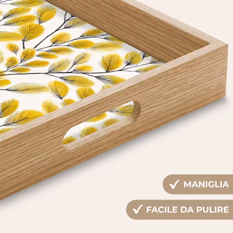 Vassoio - Foglie - Botanico - Elegante - Giallo - Nero — 8