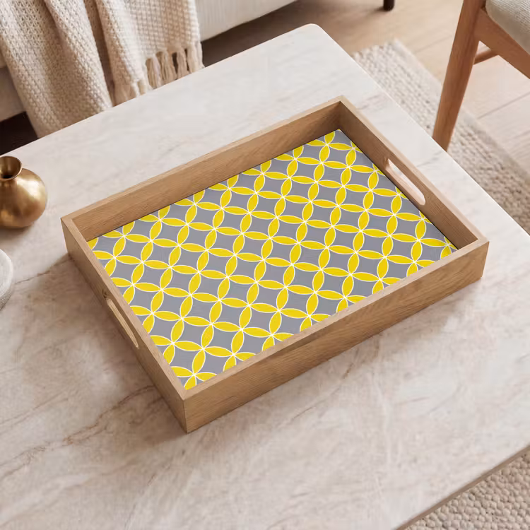 Vassoio - Geometrico - Cerchi - Moderno - Grigio - Giallo — 2