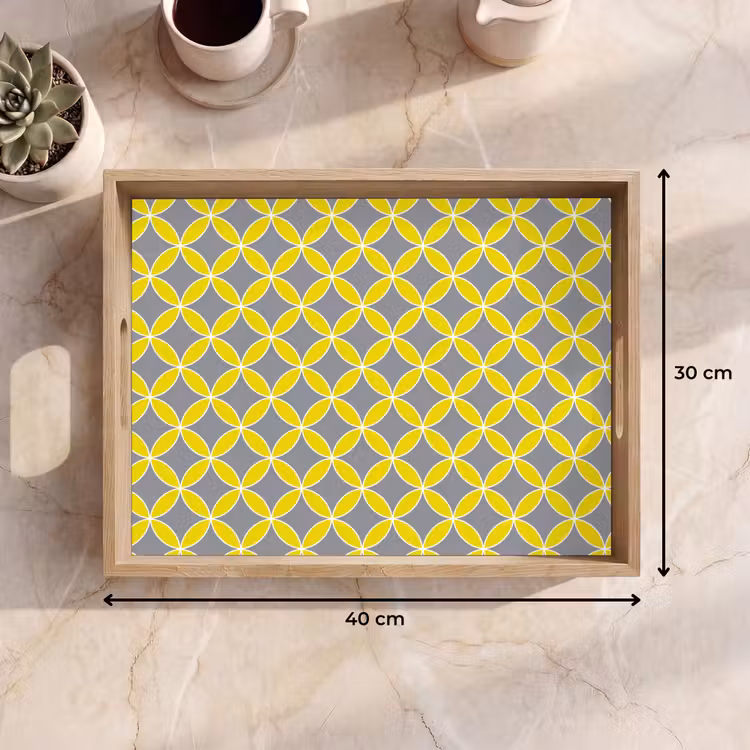 Vassoio - Geometrico - Cerchi - Moderno - Grigio - Giallo — 7