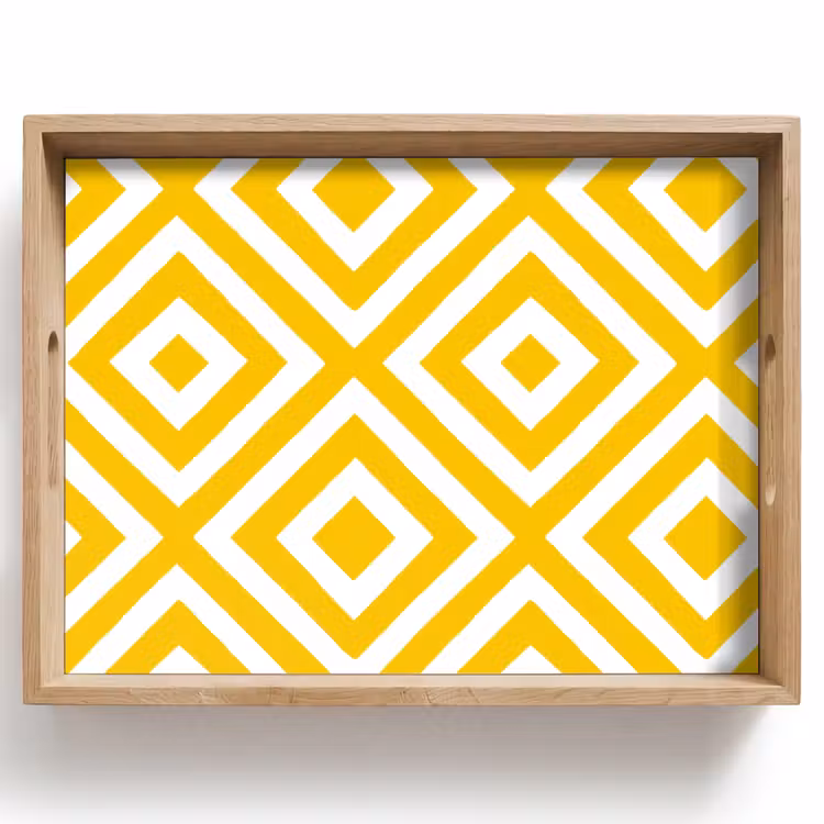 Vassoio - Geometrico - Linee - Moderno - Giallo - Bianco — 1