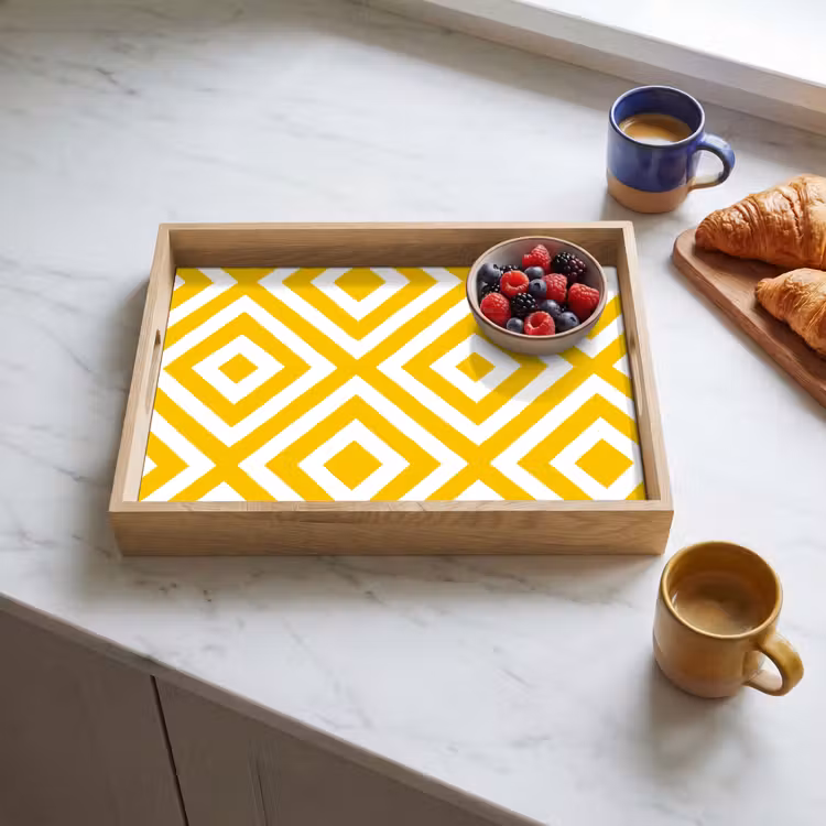 Vassoio - Geometrico - Linee - Moderno - Giallo - Bianco — 3