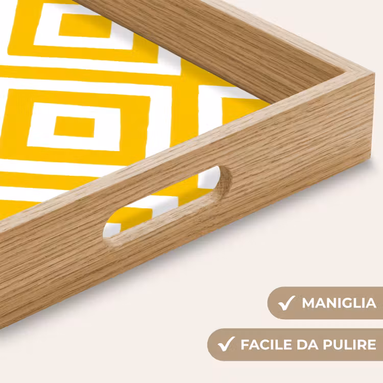 Vassoio - Geometrico - Linee - Moderno - Giallo - Bianco — 8