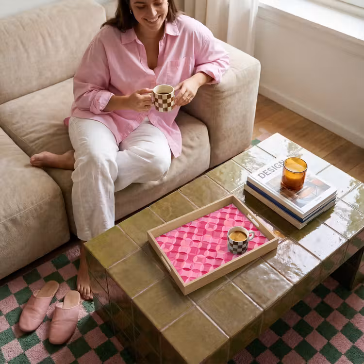 Vassoio - Geometrico - Mosaico - Moderno - Rosa — 4