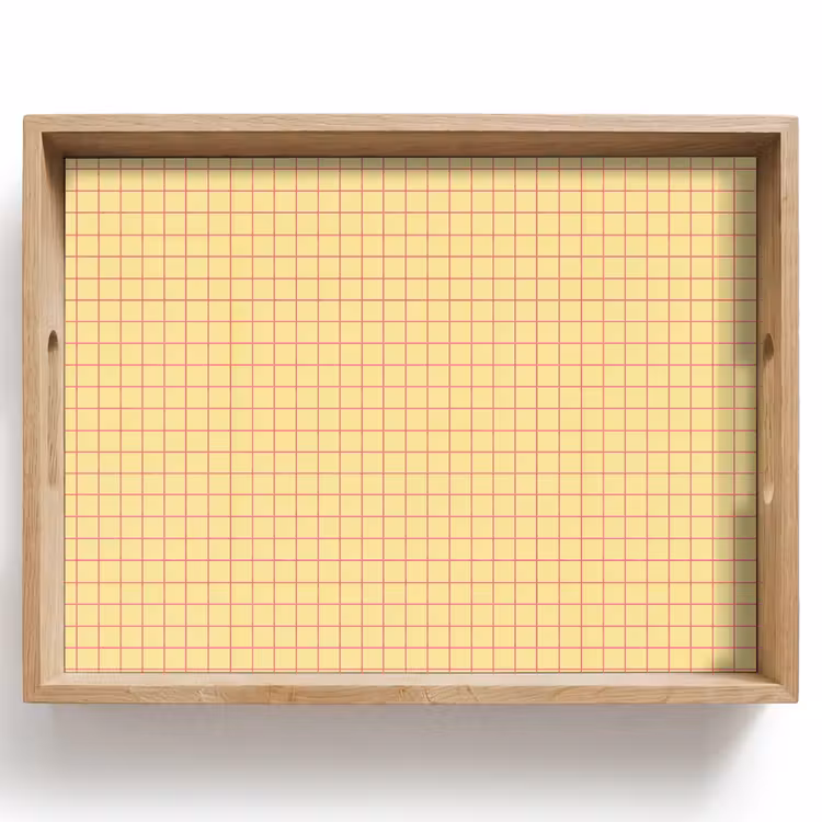Vassoio - Riquadri - Griglia - Minimalista - Giallo - Rosa — 1