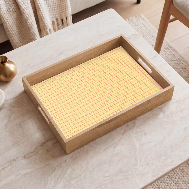 Vassoio - Riquadri - Griglia - Minimalista - Giallo - Rosa — 2