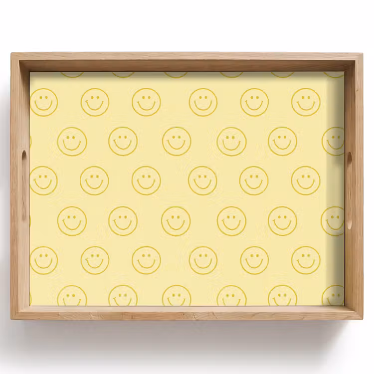 Vassoio - Smiley - Motivo - Retrò - Giallo tenue — 1