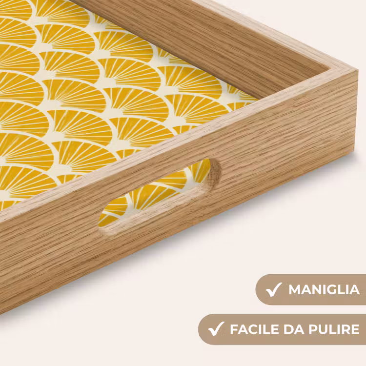 Vassoio - Ventagli - Art Déco - Retrò - Giallo ocra — 8