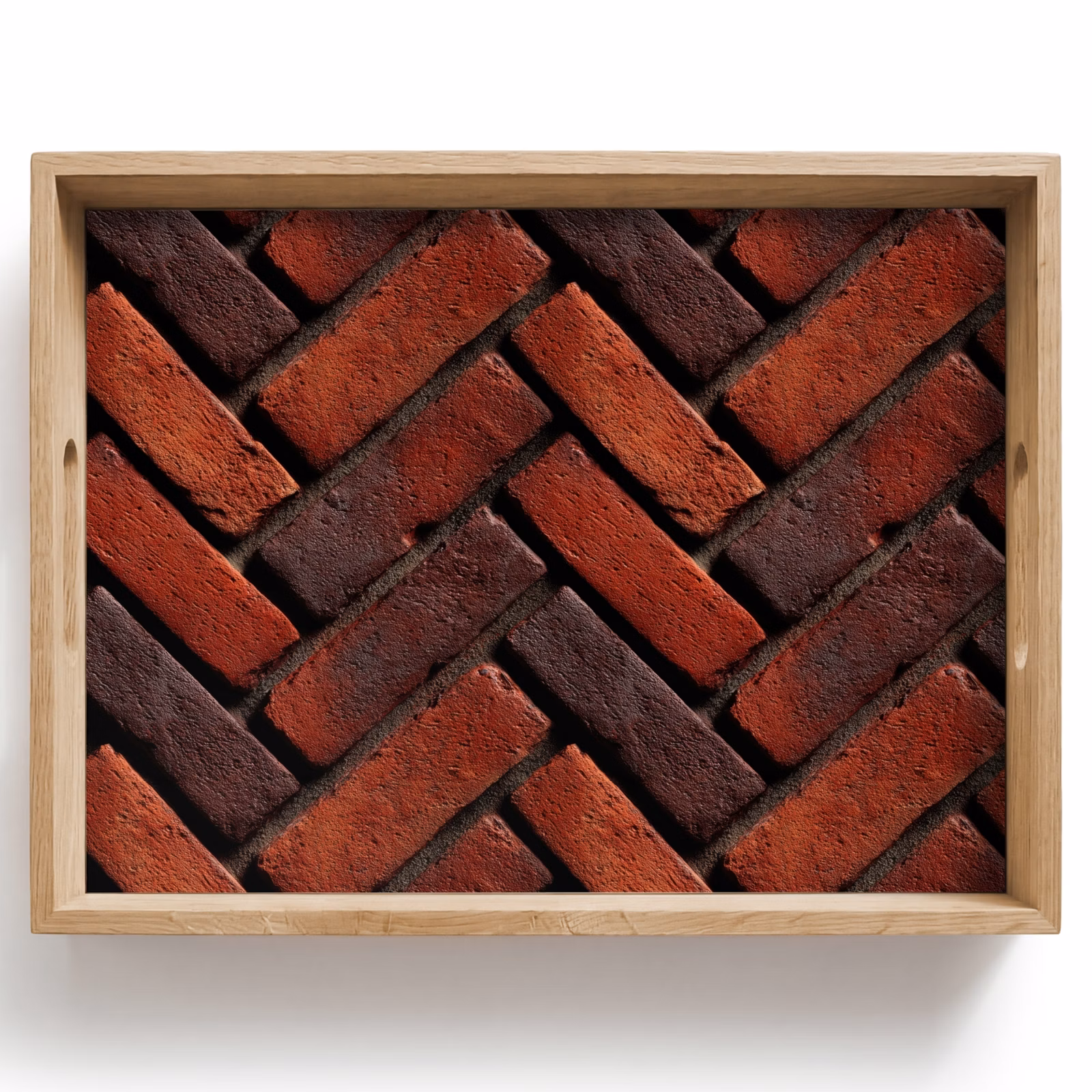 Vassoio - Mattoni - A spina di pesce - Strutturato - Rosso-marrone — 1